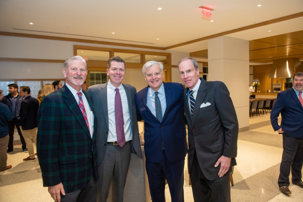 Former Trustee Ray Murphy P'04, '06 John Glennon Jr., former Trustee Jim Soltesz P’03, ’09, ’13, and former Chair of the Board of Trustees Denis Dwyer P’04