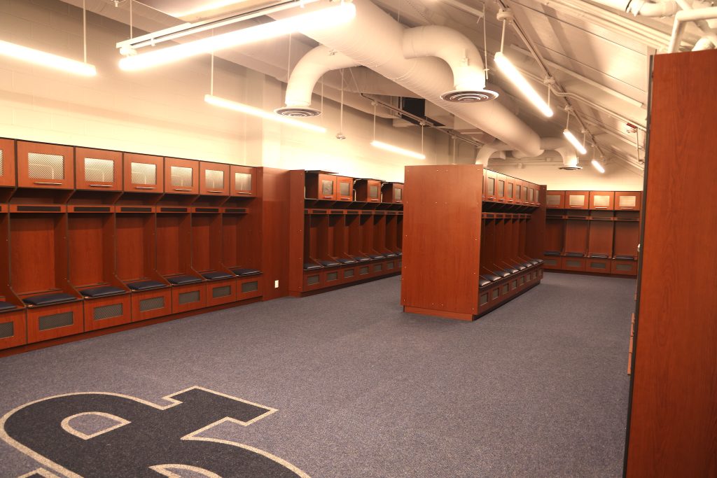 A fully outfitted home team locker room, named for The Nick Vita '90 and Family